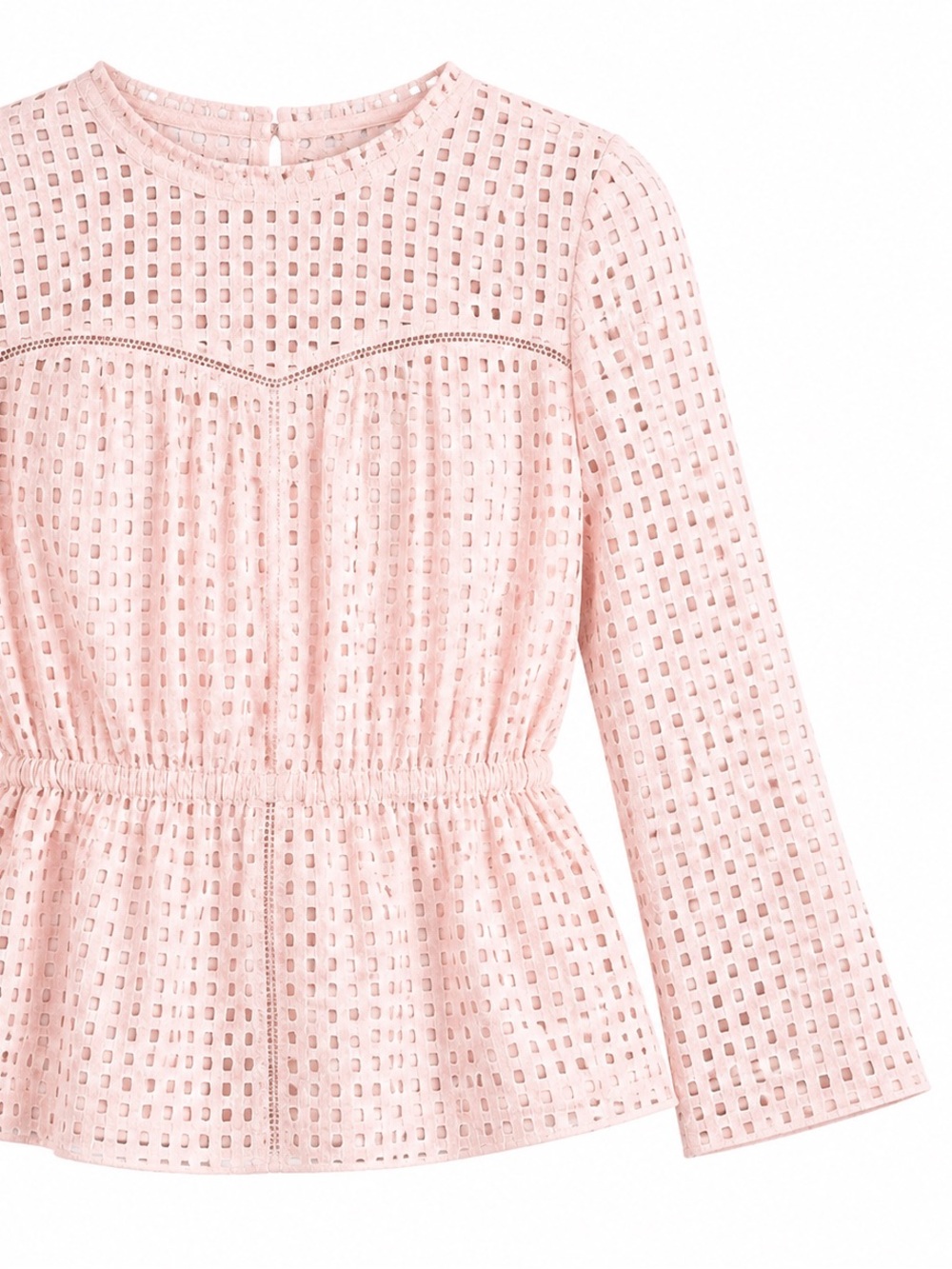 J.Crew Point Sur Light Pink Eyelet Crochet Top with Camisole Liner Size 12